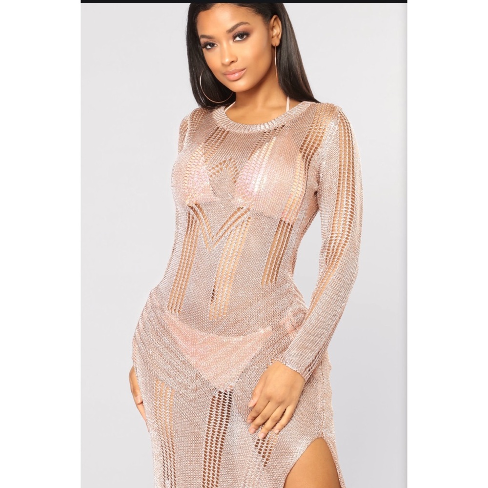 NWT Beach Cover Up Dress S - Rose Gold - Picture 2 of 4